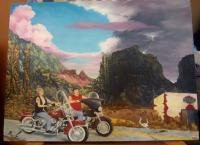 Fantasy - Biker Couple - Oil Paint On Canvas